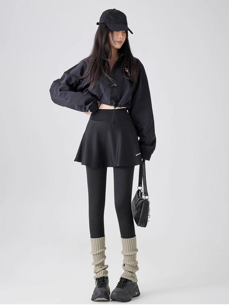 Флисовые леггинсы, осенне-зимняя юбка-трапеция, теплые искусственные двухсекционные брюки с изображением акулы, женские спортивные бесшовные леггинсы с высокой талией для йоги