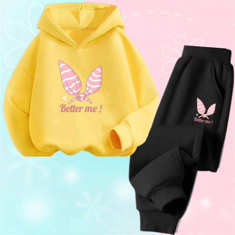 2025 Autumn Korean Girl Clothing Kawaii Kids Clothes Cute Children's Hoodies and Sweatpant 2pcs Set
