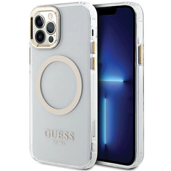 Guess Guhmp12Mhtrmd Iphone 12/12 Pro 6.1 Złoty/Gold Hardcase Metalowa Ramka Magsafe