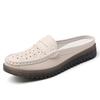 Women's Large-sized Genuine Leather Casual Lightweight Half-slippers, Anti-slip Summer Mom Sandals and Leather Shoes