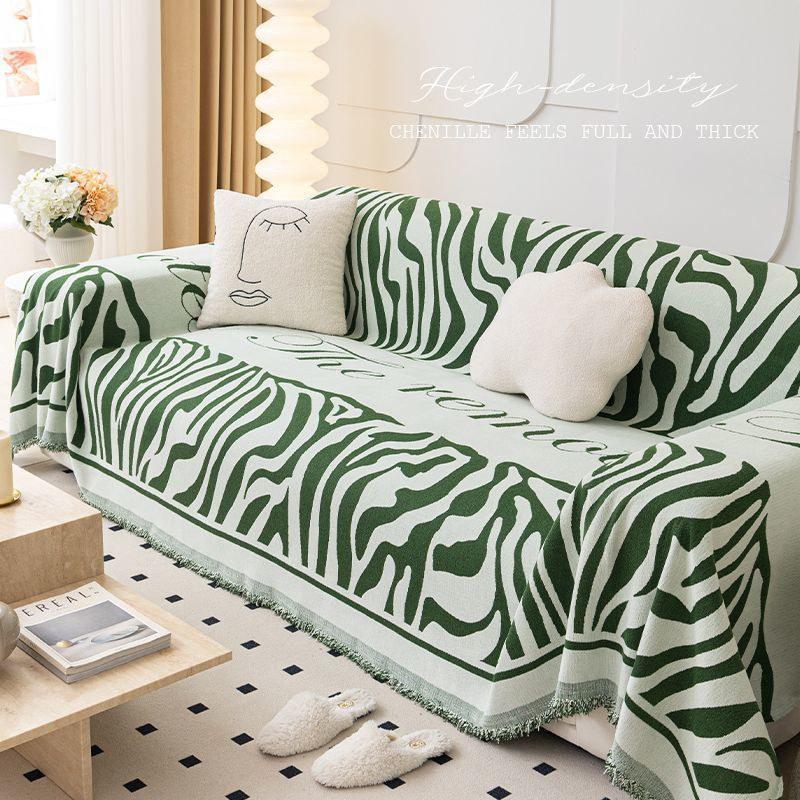 Modern Chenille Zebra Pattern Sofa Towel Furniture Cover 4 Seater Sofa Throw Blanket Couch Armchair Slipcover All-season