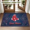 Crystal Velvet Square Rug Custom NameBoston Red Sox Pattern Non Slip Home Floor Decor Rug