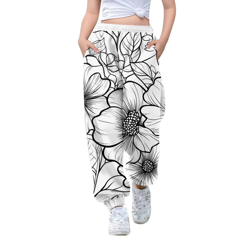 Детские свободные повседневные спортивные брюки с цветным принтом, повседневные брюки