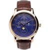 [Salvatore Marra] Watch Moon Phase Multi-Calendar 50m Waterproof Business Formal Men's Leather Strap Limited Edition Pink Gold Blue Brown