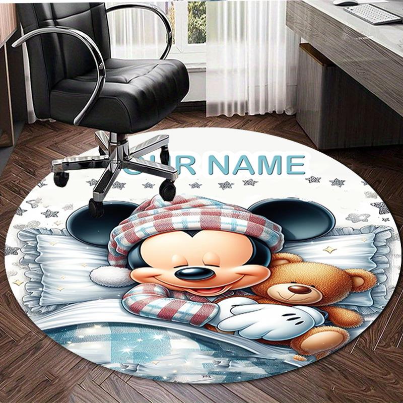 Personalized M-Mickey Round Chair Office Rug - Perfect for Mat, Office Chair & More - Ideal Gift for Birthdays and Holidays
