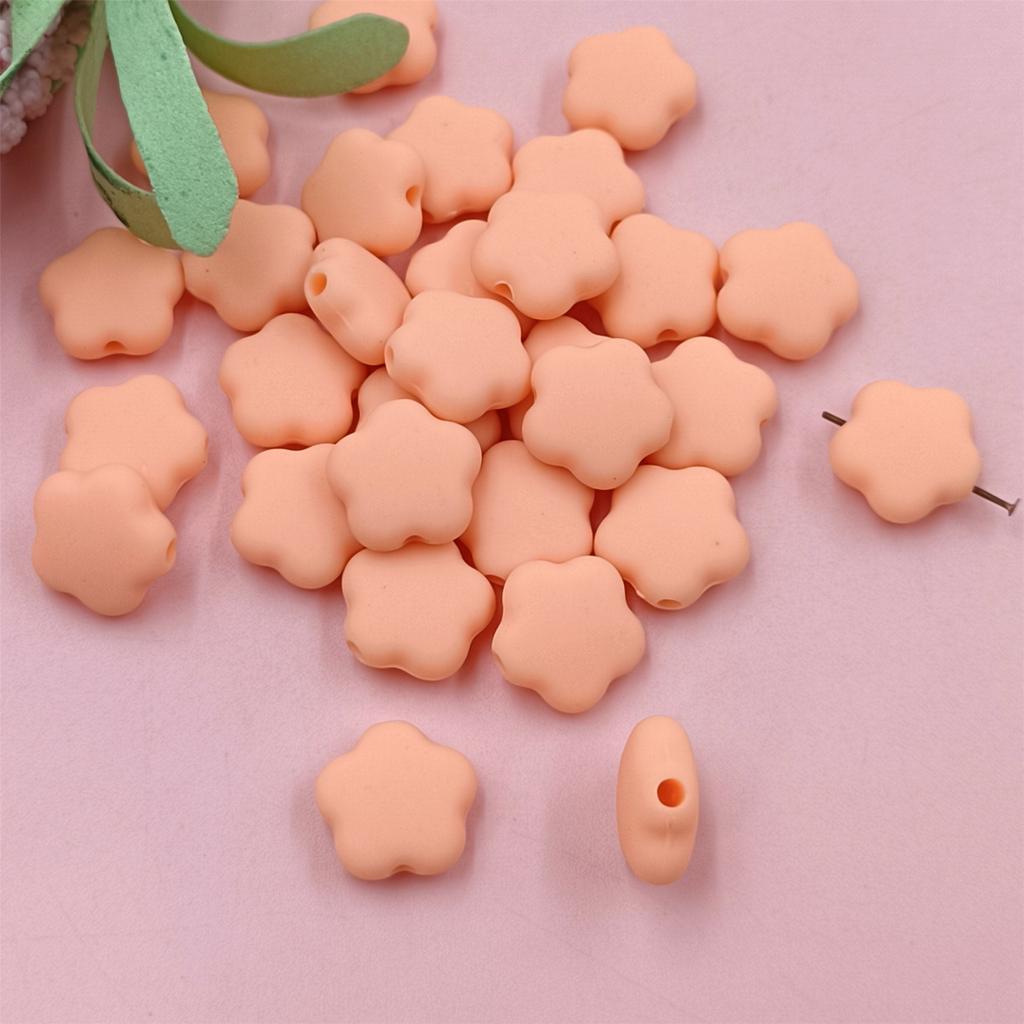 Home Party Supplies DIY 15*7mm Fashion Jewelry Making Bracelets Necklace 10 Colors 30PCS Rubber Flowers Beads Loose Beads