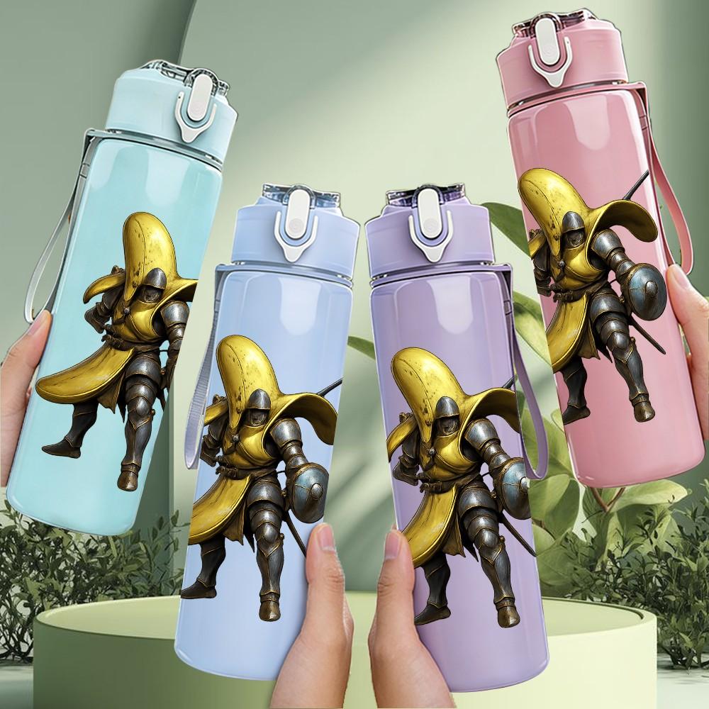 1PC Banana Warrior Character Art 750ml Color Plastic Sports Water Bottle Leakproof Flip Straw Lid Suitable for Sports Office Home Use