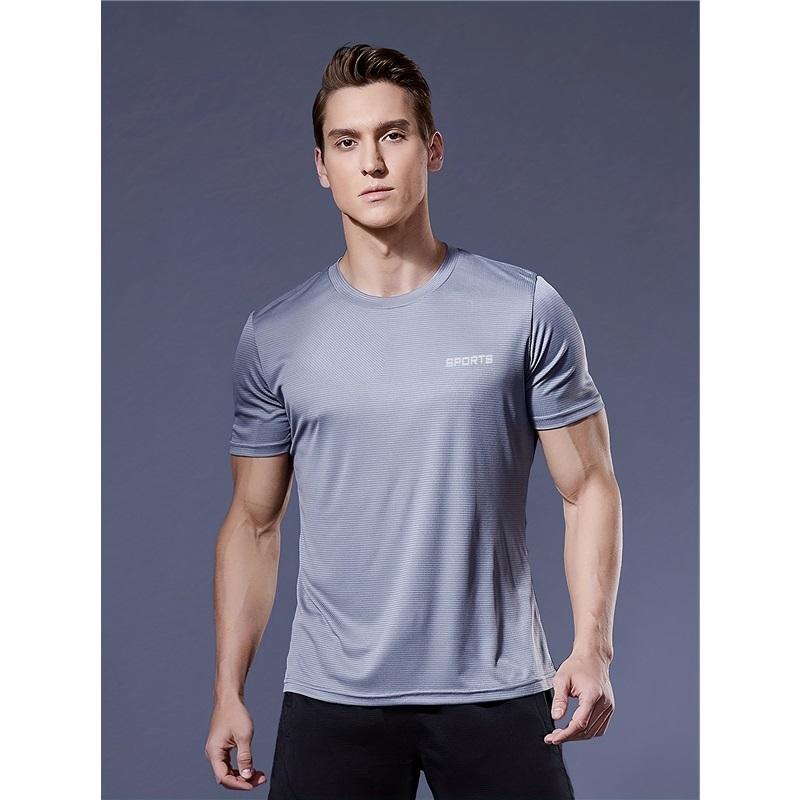 Мужская летняя спортивная футболка Ice Silk Loose Быстросохнущая Фитнес Короткие рукава Плюс Размер Топ Повседневный Прохладный Дышащий Короткие рукава