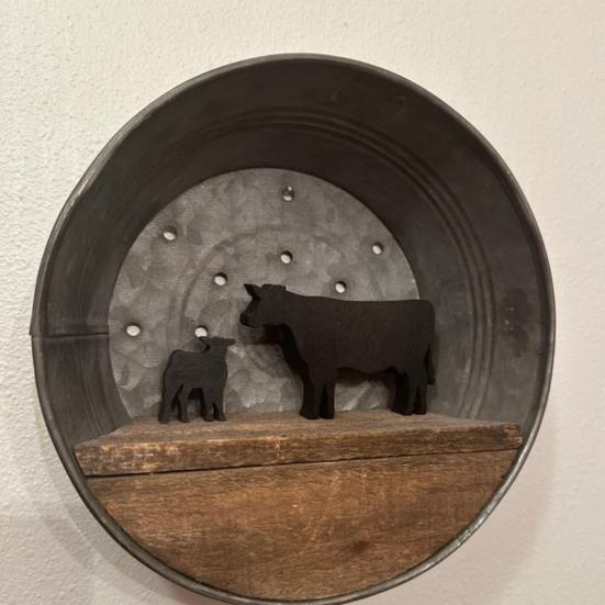 Black Cow Wooden Decoration Farmhouse Rustic Cattle Sign Home Office Living Room Desktop Table Farm Animal Ornament Birthday Christmas Gift