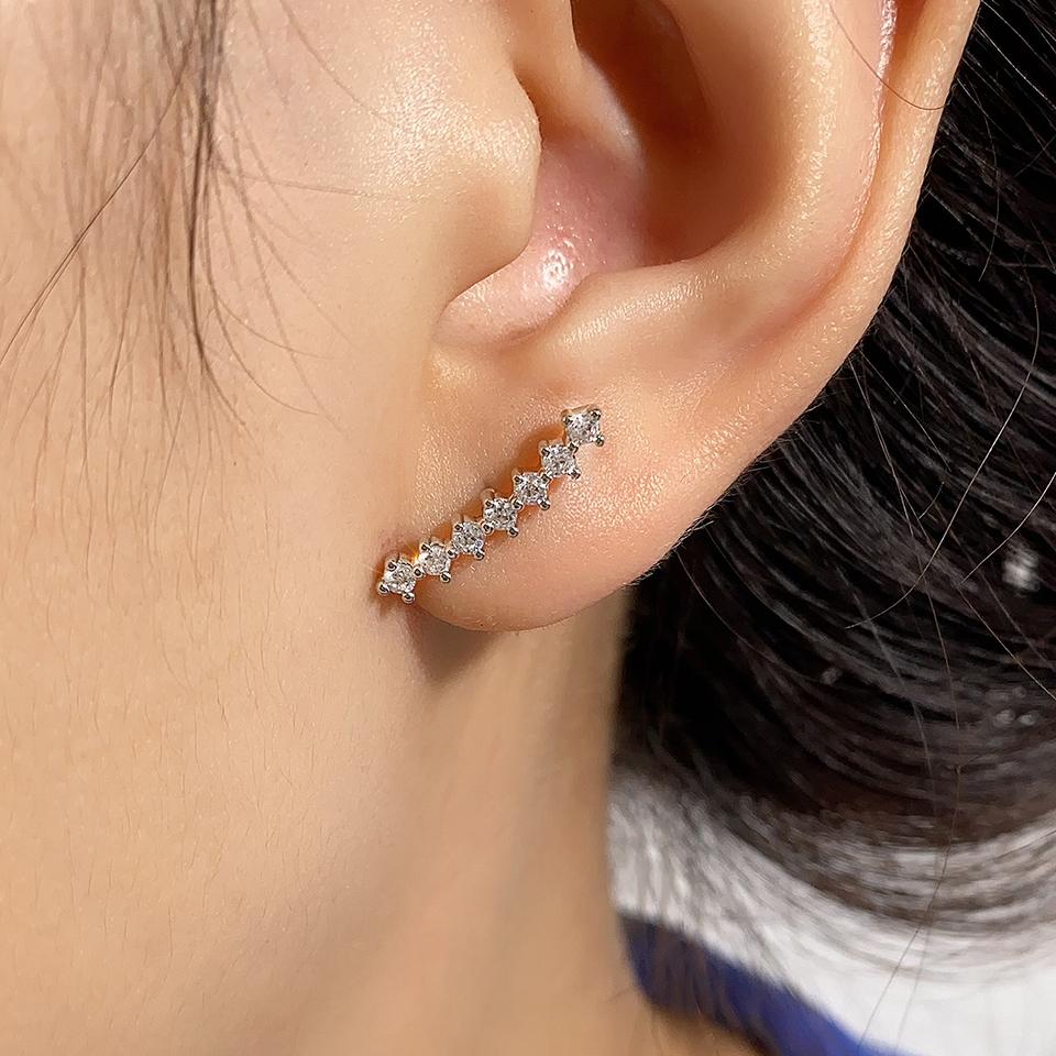 ZAKOL Fashion Round Shiny Zircon Ear Climbing Earrings for Women Long Dipper Ear Climber Ear Cuff Earring Wedding Zircon