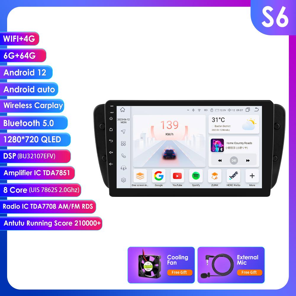 8G+128G Carplay 2 Din Android Radio for Seat Ibiza 6j 2009 2010 2011 2012 2013 AI Voice 4G-LTE Car Multimedia GPS Intelligent Screen 2din Autoradio