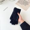 Solid Color Knitted Woolen Gloves Thickened Full Finger Gloves Fashion Men Knitted Gloves  Fishing