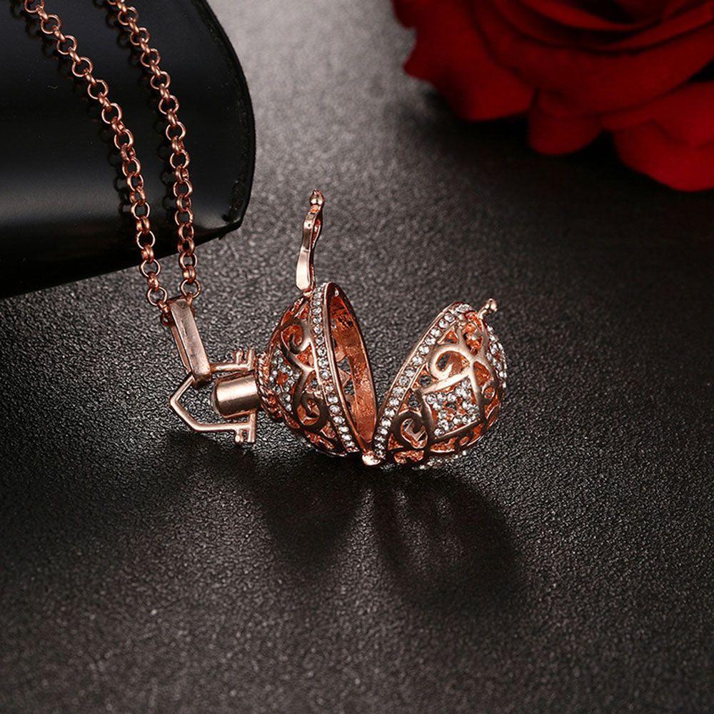 Long Openable Cage Hollow Out Jewelry Harmony Ball Chain Necklace Locket Pendant Musical Sound Bell