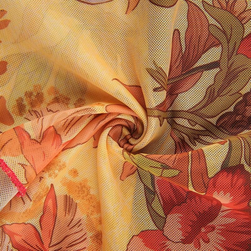 Y2K Mesh Sheer Floral T-shirt Vintage Halter Tops Women Sleeveless Slim Fit Crop Top Harajuku Streetwear