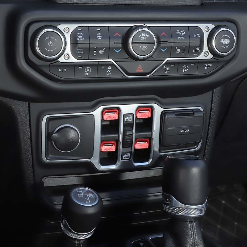 Aluminium Alloy Car Window Button Trim Decorative Stickers For Jeep Wrangler JL For JT Gladiator 2018 Up Interior Accessories