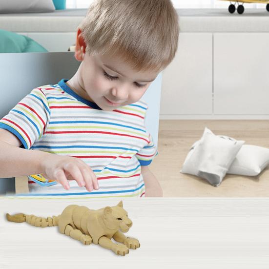 1/2 шт. Фигурка льва, напечатанная на 3D-принтере, с подвижными суставами, фигурка льва (самец/самка), шарнирная модель животного, игрушка-антистресс для дома, офиса, книжной полки, украшение.