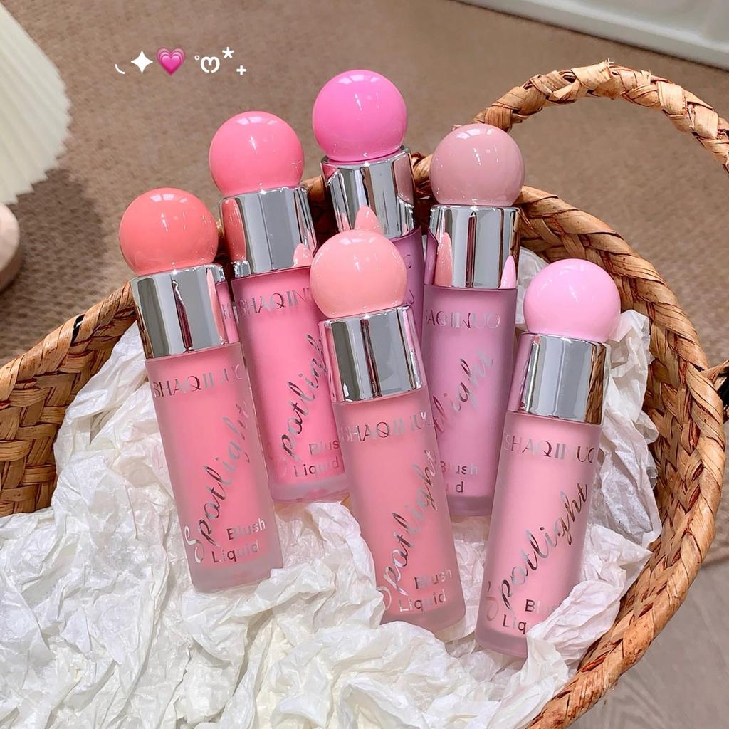 SHAQINUO Сияющие жидкие румяна и хайлайтер дуо 12ч сияние росы Легкий водно-гелевый Наслаиваемый Зеркало