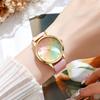 Модные женские часы Радуга Кожаный ремешок Наручные часы Повседневные женские часы Женские кварцевые часы Relogio Feminino Montre Femme
