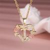 Trendy Love Heart Flower 26 Letters A-Z Pendant Necklace Vintage Gold Color Chains Necklaces For Women Wedding Jewelry Girl Gift