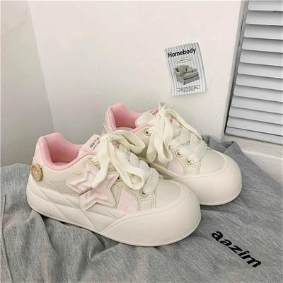 Оригинальные туфли на платформе для женщин, новинка осени 2025 года, студенческие белые туфли, спортивные универсальные повседневные туфли-хлебушки