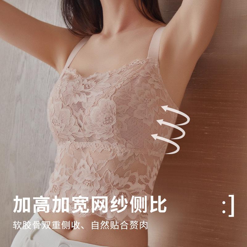 Lace can be worn outside women's anti-light sexy back tube top bra thin large size bra