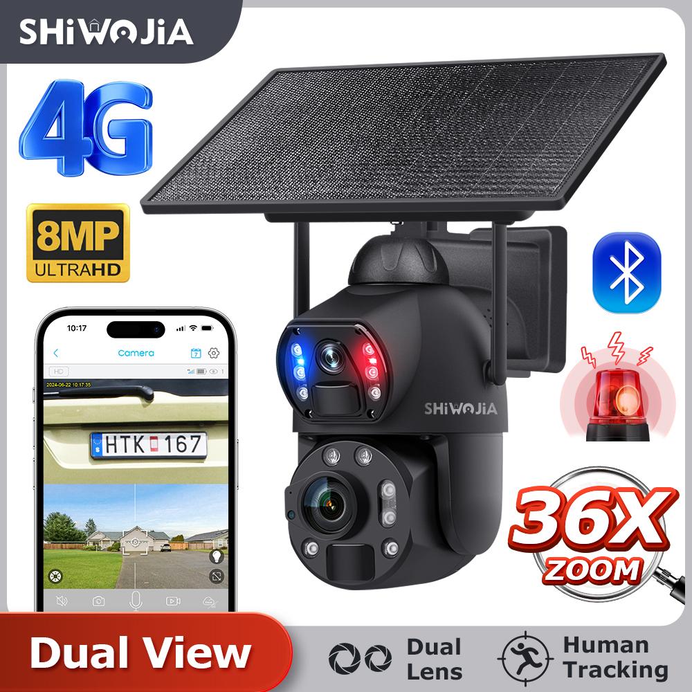SHIWOJIA 4K 8MP 36X Zoom 4G Солнечная камера с двумя объективами