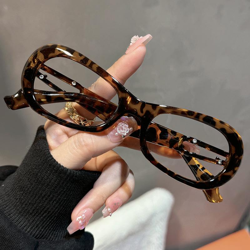 Унисекс Очки с Леопардовым Принтом, Блокирующие Синий Свет, Форма «Кошачий Глаз», для Пресбиопии, с Толстой Маленькой Оправой - Европейский Американский Стиль.