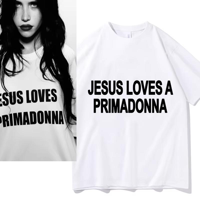 Футболки Nessa Барретт Jesus Loves A Primadonna Унисекс Женские Летние Хлопковые Одежда Хип-хоп Мода Круглый Вырез Короткий Рукав