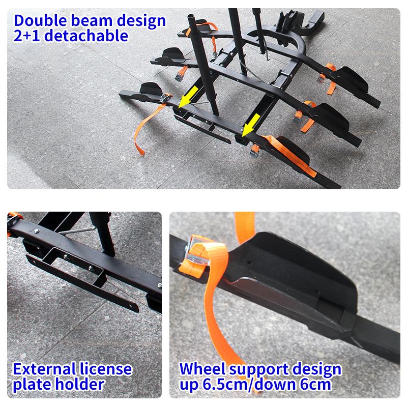 Trailer Hitch Mount Bike Rack 3-Bike Platform Style 100kg Max Capacity for 2-inch Receiver Bike Carrier for Car