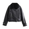 Double-Sided Thick Jacket with Zipper Accent: Turn-Down Collar European & American Women's Fashion