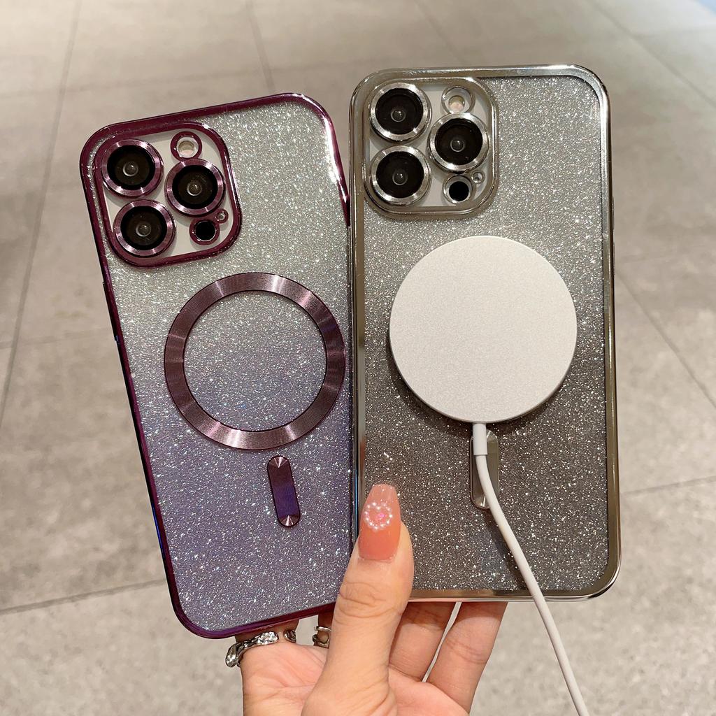 Сияющий блестящий чехол для телефона с беспроводной зарядкой для Iphone 14 13 12 11 Pro Max 13pro 14 Plus противоударный мягкий чехол-бампер