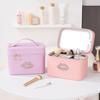 Дорожная косметичка с зеркалом со светодиодной подсветкой, большой вместимости, застежка-молния, дизайн ручки, портативная косметичка-органайзер для макияжа