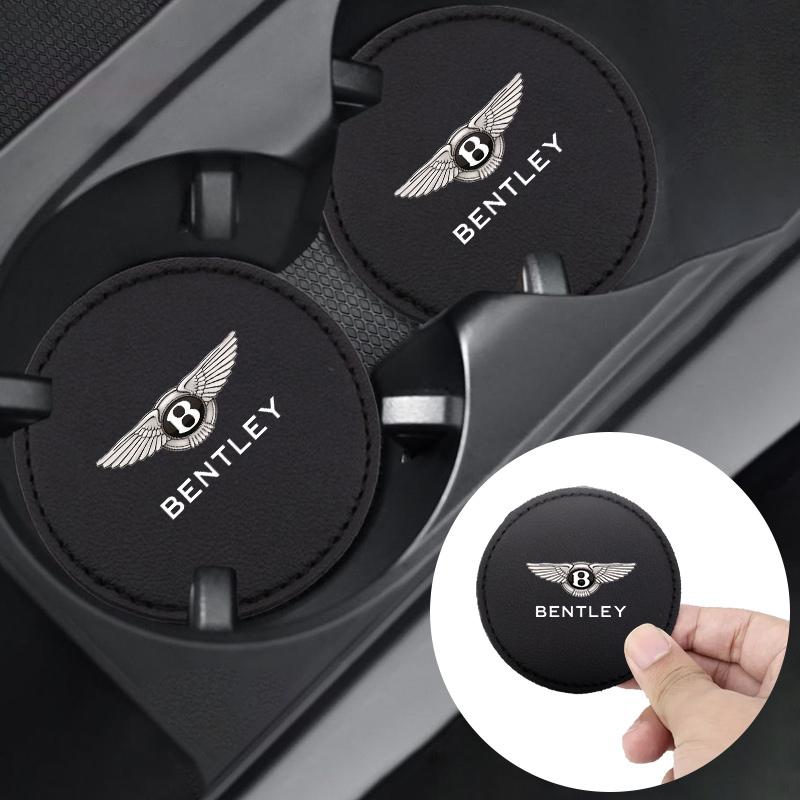 2Pcs Car Interior Coaster Water Cup Bottle Holder Anti-slip Pad Mat for New Bentley Flying Spur Continental GT Bentayga Mulsanne