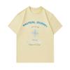 Men's 100% Cotton Crew Neck Short Sleeve T-Shirt, Nautical Journey Compass Anchor Print Casual Maritime Never Stop Exploring Sailing Top for Daily Wea