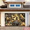 2D flat 1pc luxurious 50th birthday polyester banner, birthday party background, gold and black theme and fireworks design