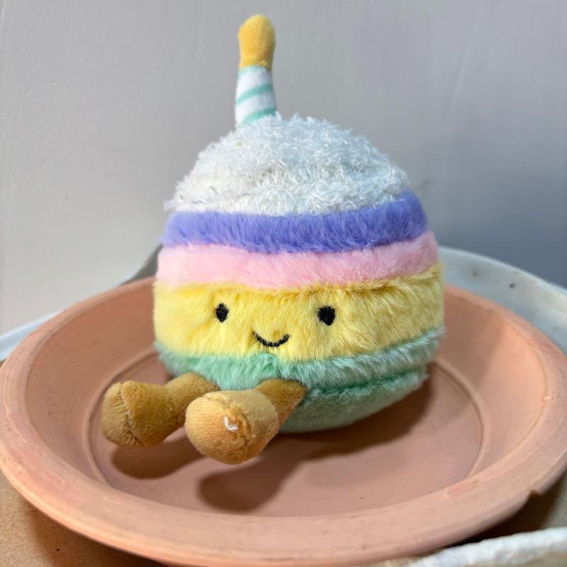 NEW Cartoon Cake Plush Keychain Kawaii Creative Birthday Cake Dessert Doll Pendant Backpack Decoration Accessories Toys Gifts