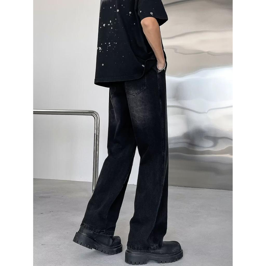Ретро эластичные джинсы на шнурке для мужчин и женщин, стройнящие, новый хип-хоп, вымытые, прямые, свободные, широкие брюки