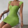 2025 Spring And Summer Women's Sexy Short Sleeveless Knitted Package Hip Halter Dresses Elegant Dresses For Women