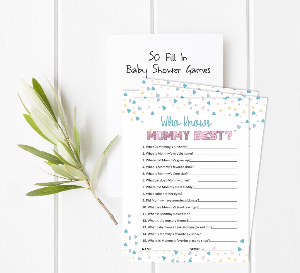 Inkdotpot Gender Reveal Baby Shower Game Set Of 50 BabyA AlphabetA ABCA Game Ita s A Boy Ita s A Girl Party
