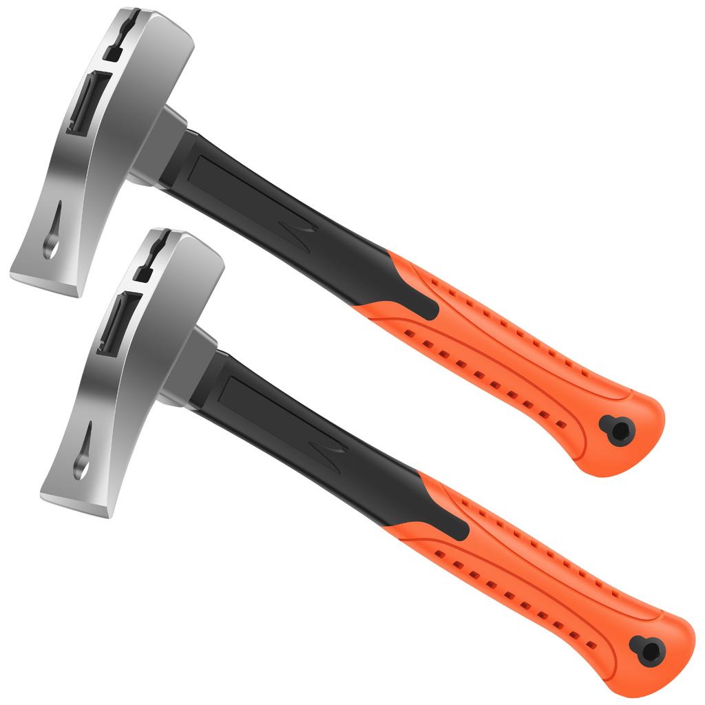 2Pcs 3 in 1 Pry Bar Hammer Multi-functional Unique Hammer 13" Pry Bar with Nail Puller Crowbar Hammers for Woodworking Hand Tool