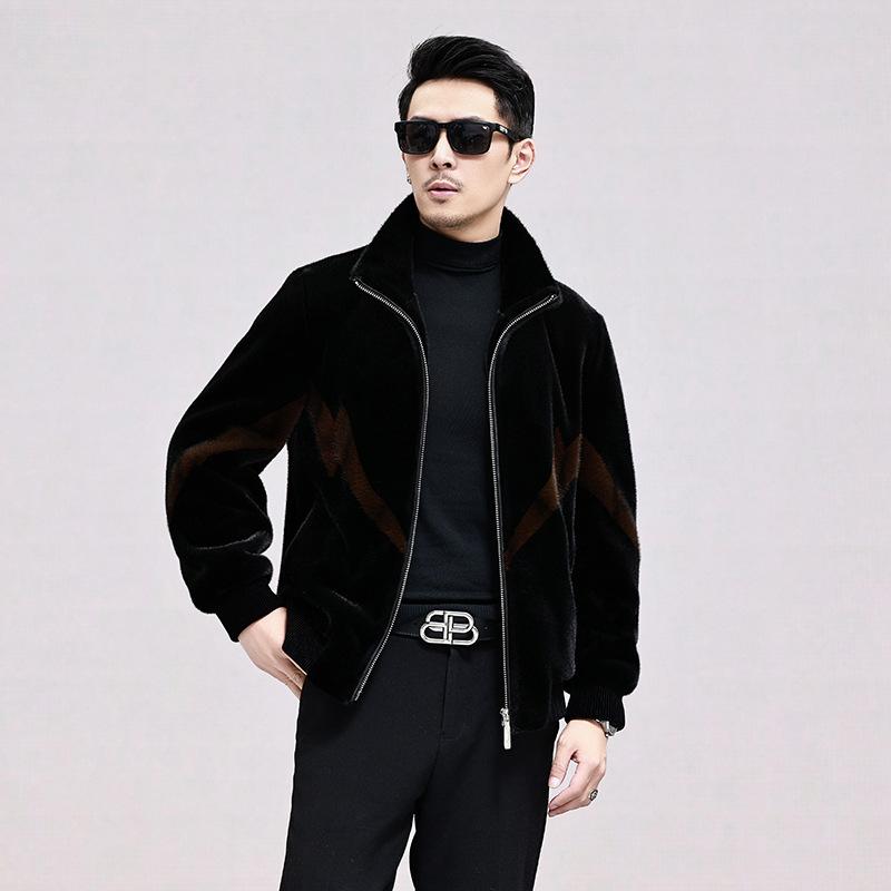 Золотая норковая куртка с лацканами, имитация норковой шубы, мужская шуба из шубы из комбинированного меха, зимняя новая