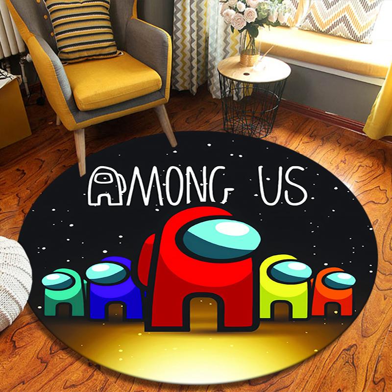 Круглый ковер Among Us, Ковер для гостиной, спальни, дивана, игровой комнаты, Нескользящий коврик для пола