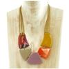 [R4288] - 'Mistinguette' Handmade Necklace In Purple, Orange and Ochre - 5 Cm