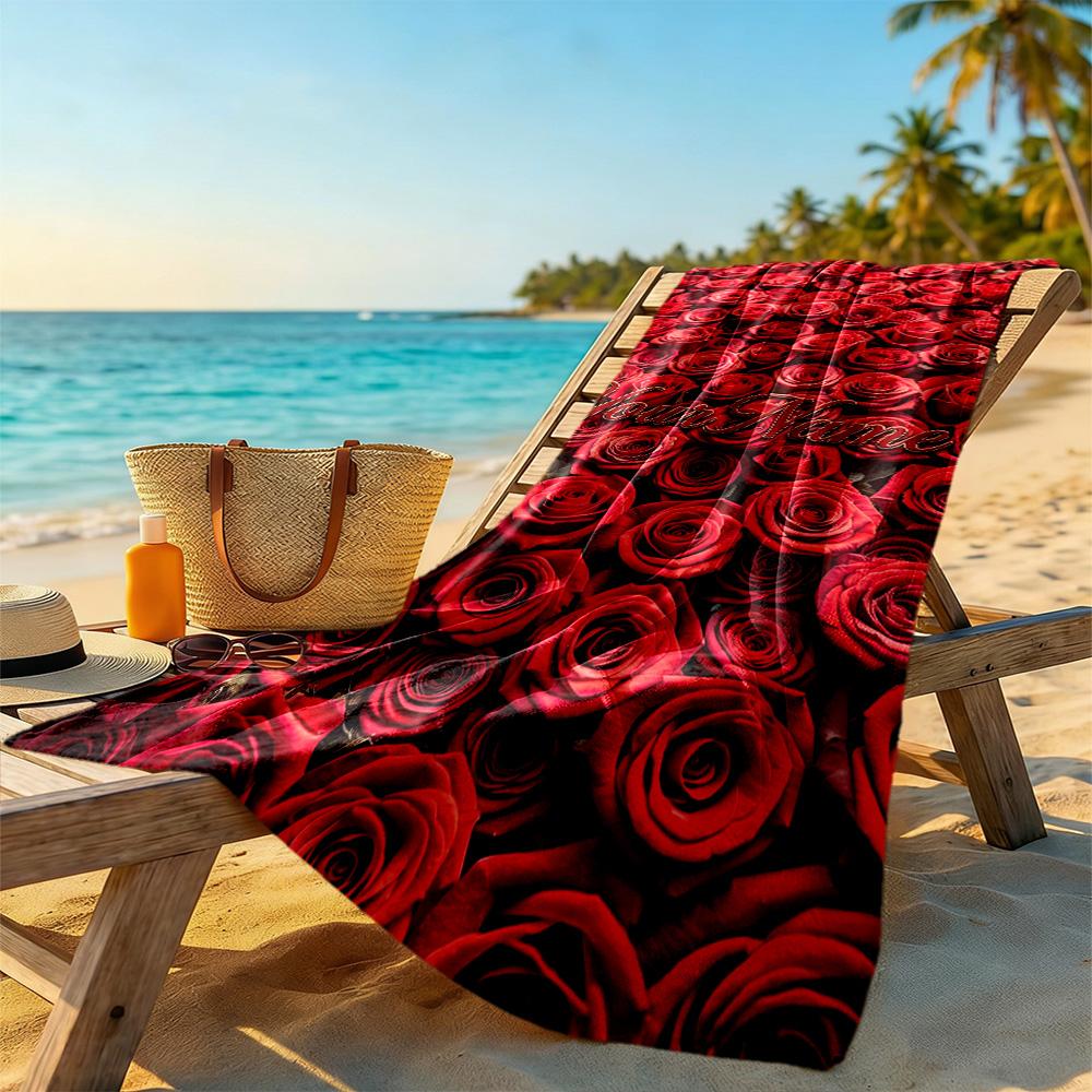 Rose Customize Your Name Beach Towel Soft Durable Quick-Dry Portable for SwimmingBeachCamping Travel Beach AccessoriesGym