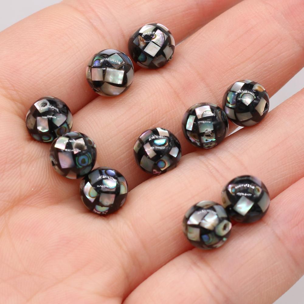 1Pc Natural Abalone Shell Beads with Hole,Handmade Sphere Loose Beads for Jewelry Making DIY Bracelets Necklaces Stud Earrings Accessories Craft