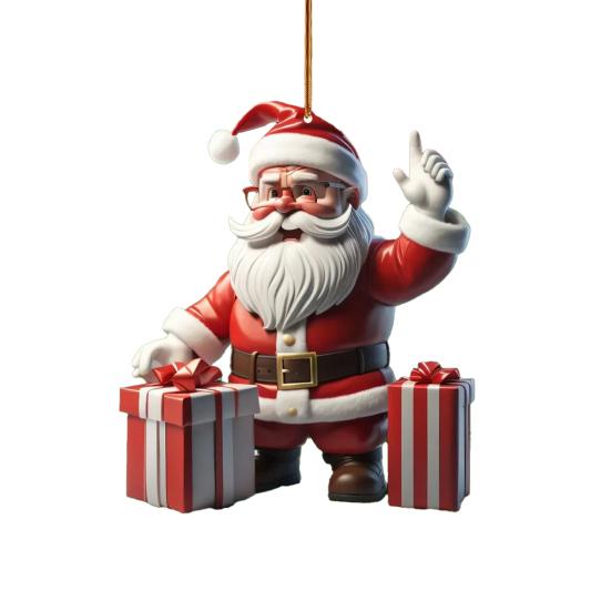 Акриловый Дед Мороз Рождество 2D Плоский Санта на велосипеде Подвесные украшения