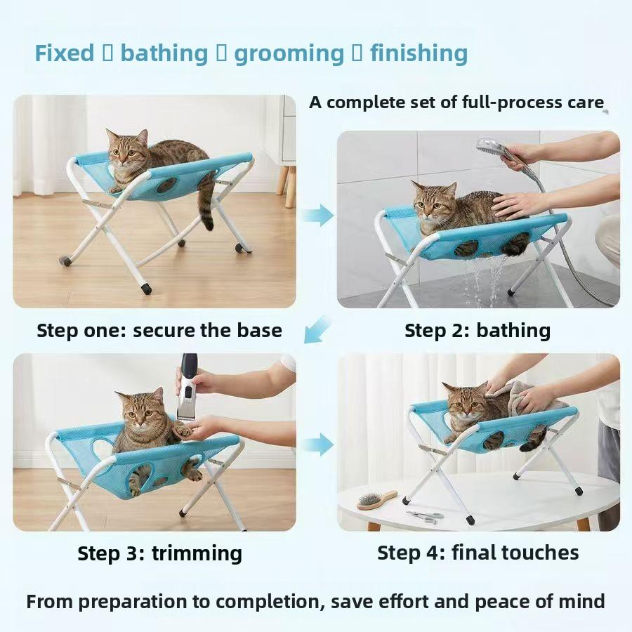 Foldable Pet Bath Stand Hands‑Anti‑Escape Grooming Hammock Dog Washing Care