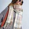 New Korean-Style Plaid Scarf: Warm, Thickened Autumn/Winter Shawl for Women & Students - Cute Internet Celebrity-Inspired Neck Warmer