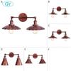 Rustic 2-light Wall Lamp Industrial Edison Antique Metal Wall Sconces Fixture Bathroom Mirror Front Light Indoor Lighting