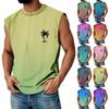 Мужская летняя майка без рукавов с принтом, круглым вырезом и градиентом, спортивная, в стиле кэжуал